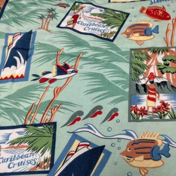 Reyn Spooner Fabric Material Rayon Caribbean Cruises Jamaica Fish Beach 81x58" - Picture 10 of 12